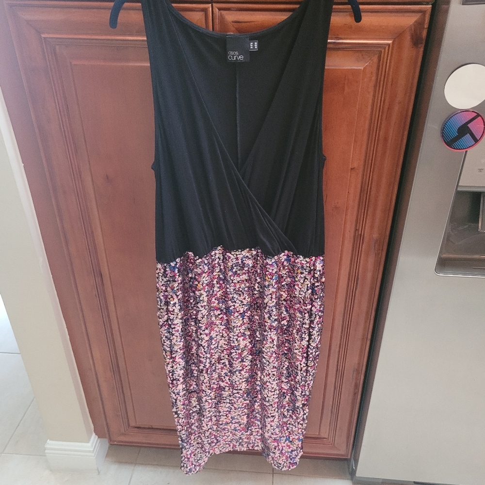ASOS curve us size 16 Pink sequen dress